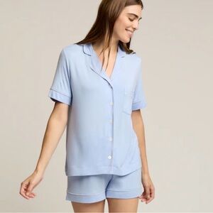 Love & Lore Piped Pajama Short Set, Sky Blue